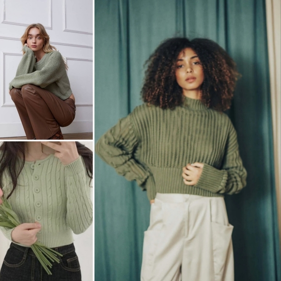 Lightweight boxy fit hooded sweater in sage green - Picture 10 of 10